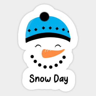 SNOWMAN Snow Day Blue Hat Snowman Christmas Sticker